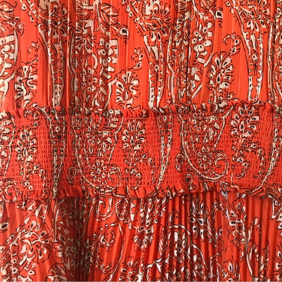 Orange Nanette Lepore Smocked Pleated Dress - Picture 3 of 5